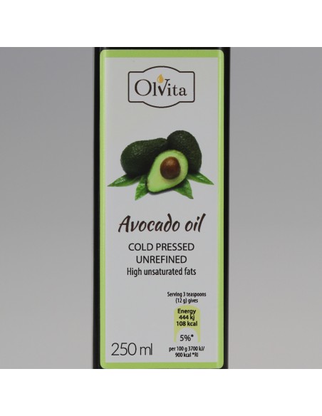 Olej z Awokado, zimnotłoczony nieoczyszczony Ol'Vita 250ml