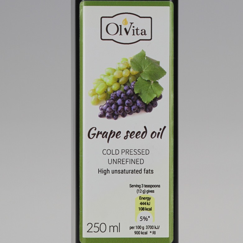 Olej z Pestek Winogron, zimnotłoczony, nieoczyszczony, Ol'Vita 250 ml