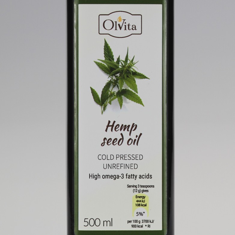 Hemp seed oil, cold-pressed and crude Ol’Vita 500 ml