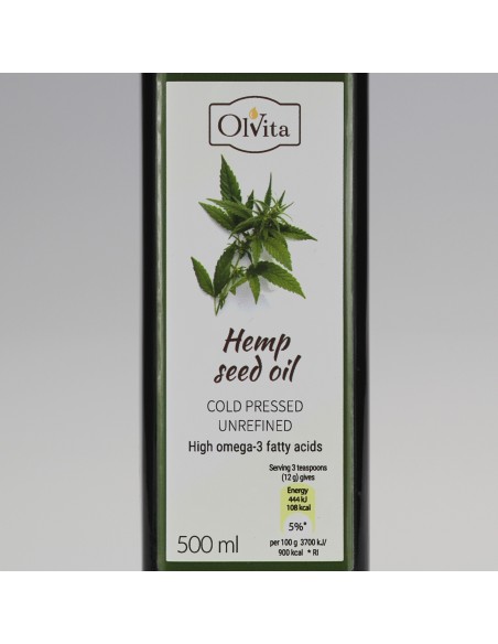 Hemp seed oil, cold-pressed and crude Ol’Vita 500 ml