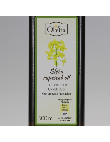 Olej rzepakowy zimnotłoczony nieoczyszczony Ol'Vita 500ml i 1000 ml