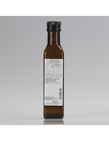 Sesame Oil, cold pressed, unrefined, crude, Ol'Vita 250ml