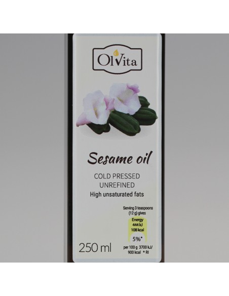 Sesame Oil, cold pressed, unrefined, crude, Ol'Vita 250ml
