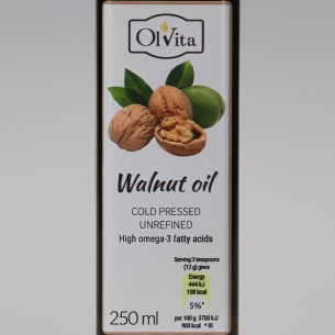 Olej z orzecha włoskiego, zimnotłoczony, nieoczyszczony, Ol'Vita 250 ml 2