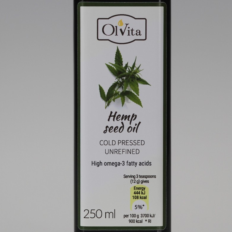 Hemp seed oil, cold-pressed and crude Ol’Vita 250 ml