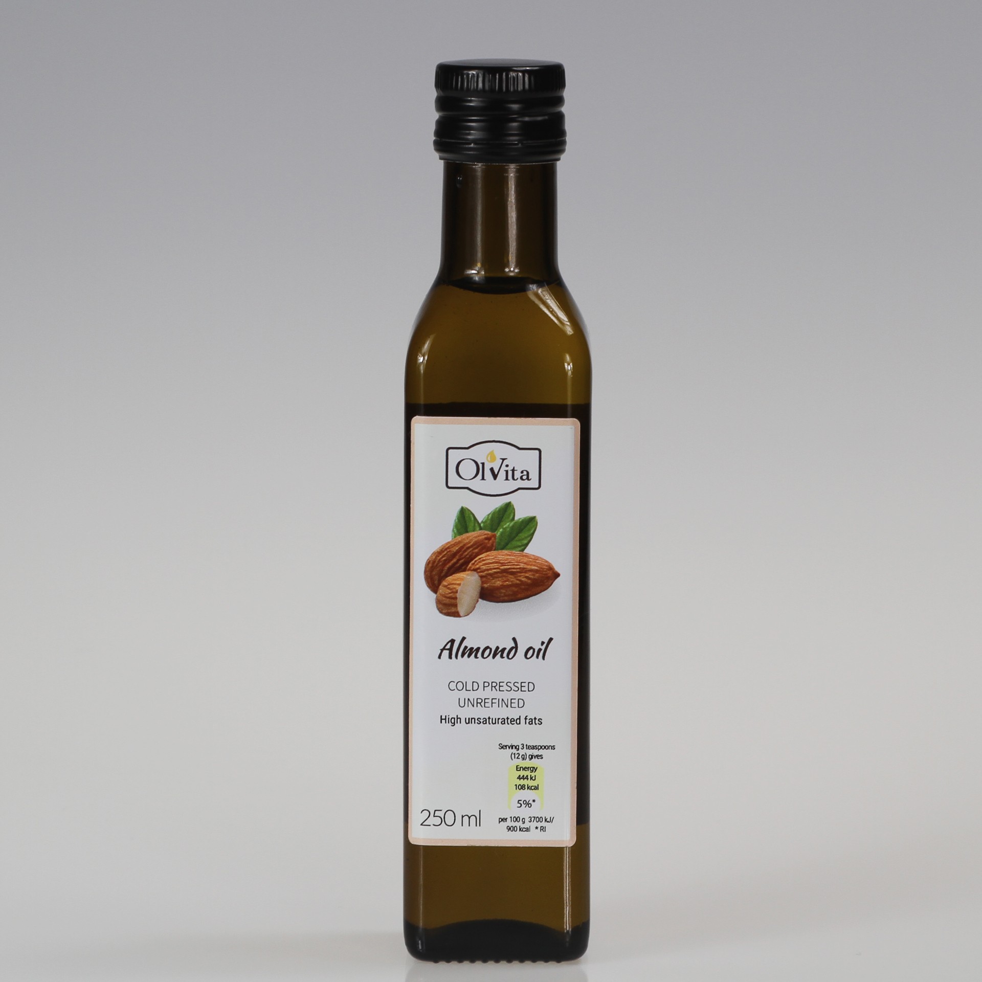 Almond oil, cold pressed, unrefined, crude, Ol'Vita 250ml