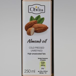 Olej Migdałowy, zimnotłoczony, nieoczyszczony, Ol'Vita 250ml 2