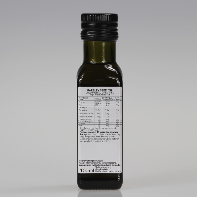 Parsley Seed Oil - Cold Pressed, Unrefined, Ol'Vita 100ml
