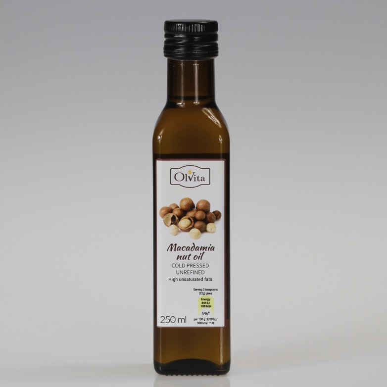 Macadamia nut oil, oil, cold-pressed and crude Ol’Vita 250ml