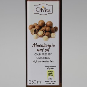 Olej z orzechów Macadamia, zimnotłoczony nieoczyszczony Ol'Vita 250ml 2