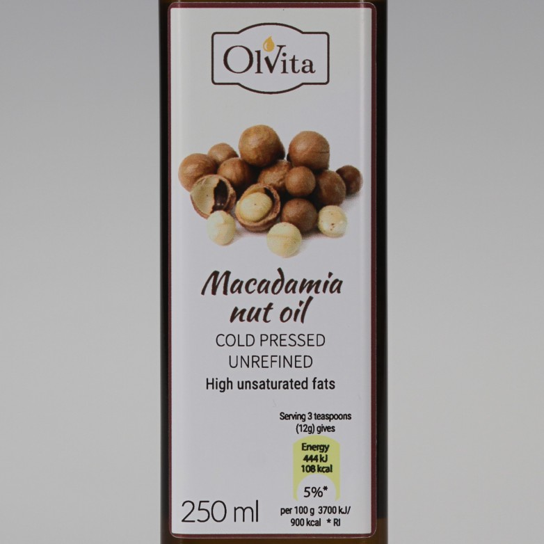 Olej z orzechów Macadamia, zimnotłoczony nieoczyszczony Ol'Vita 250ml