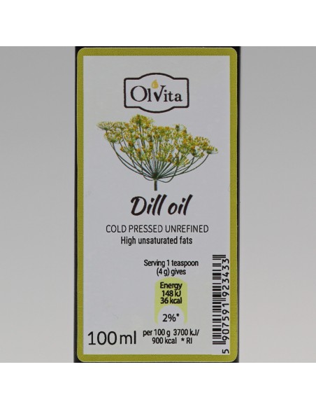 Dill Oil - Cold Pressed, Unrefined, Ol'Vita 100ml
