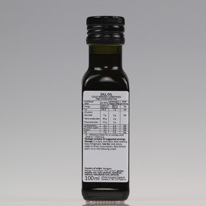 Dill Oil - Cold Pressed, Unrefined, Ol'Vita 100ml