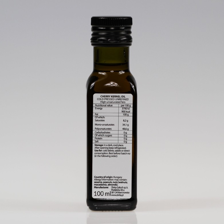 Olej z Pestek Wiśni - zimnotłoczony, nierafinowany Ol'Vita 100 ml