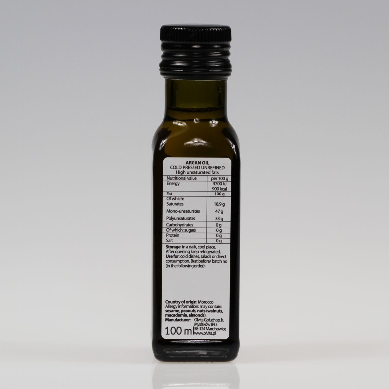 Olej arganowy zimnotłoczony nieoczyszczony Ol'Vita 100 ml