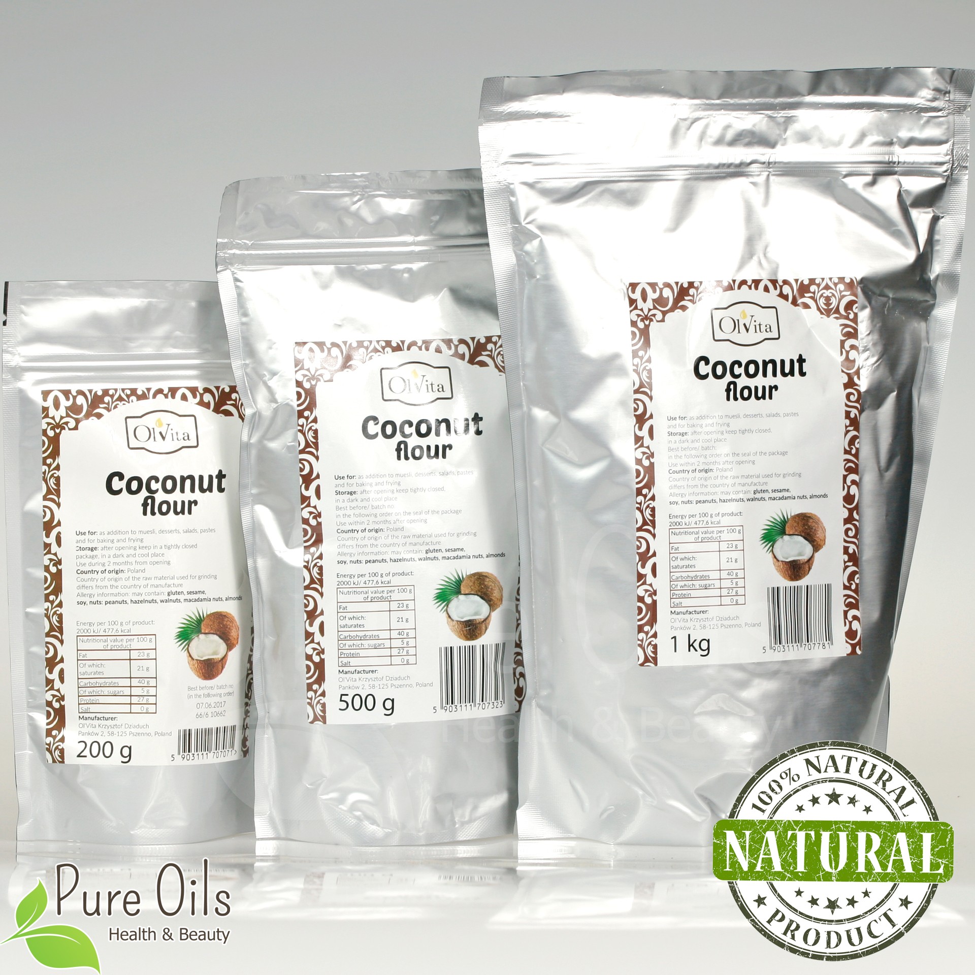 Coconut Flour - Premium, Ol'Vita 200 g
