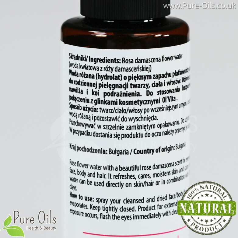 Rose Water - Natural organic cosmetic, Ol'Vita 100 ml
